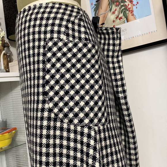 Vintage 90’s black/white Houndstooth 100% pure wool! Frey hem. Size 16 - Picture 4 of 17